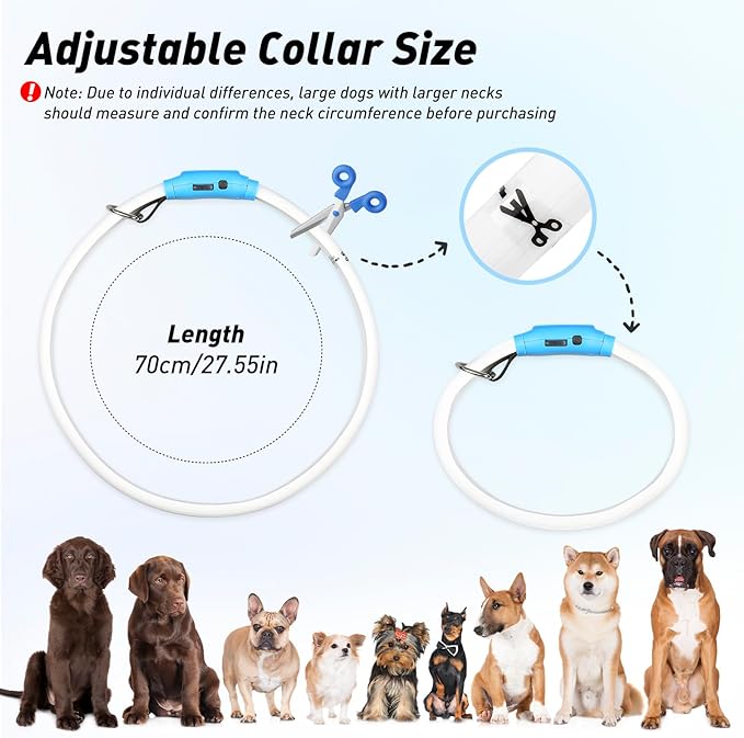 LED Dog Collar with 12 Lighting Modes-Rechargeable Dog Light Glow in The Dark for Night Walking, Adjustable Light Up Dog Collar for Small/Medium/Large Dogs, 1-H Charge & 12H Runtime, Blue