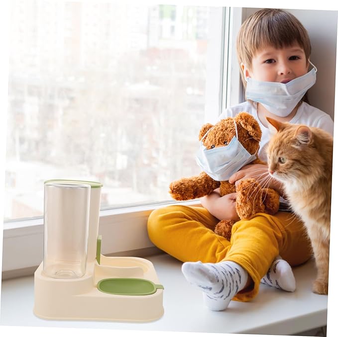 POPETPOP Automatic Pet Feeder Water Dispenser Dry Wet Separation Bowl for Cats Dogs Easy to Capacity for Home Pet Stores Practical Pet Feeding