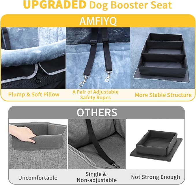 Foldable Dog Car Seat for Small/Medium Dogs,Potable Puppy Booster Seat with Harness &Safety Belt, Travel Pet Bed can Removable & Washable Suitable for 2 Dogs 25-30 lbs(Black)
