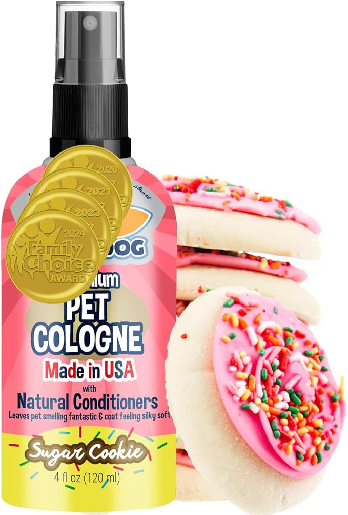 Bodhi Dog Premium Dog Cologne - Deodorizing Dog Perfume & Conditioner for Dogs & Cats - Natural Long Lasting Spray - Keeps Pets Fresh All Day - Gentle, Safe Formula, Made in USA (Sugar Cookie 4 Fl Oz)