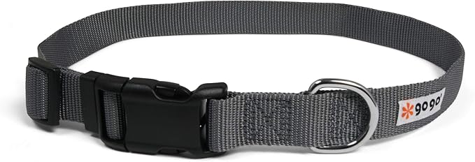 GOGO Pet Products Comfy Nylon 1-Inch Adjustable Pet Collar, Large, Gray