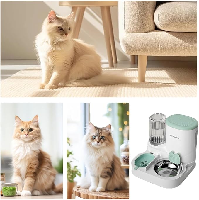 Dog Feeder and Waterer, Automatic Food & Water Dispenser Kit, Large Capacity Pet Feeding Station for Dogs, Cats, Rabbits