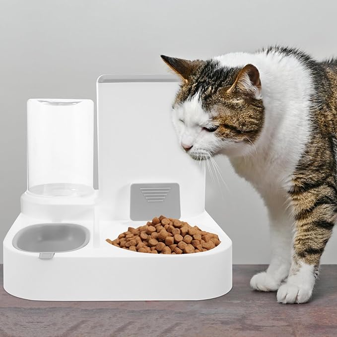 POPETPOP Automatic Pet Water Feeder and Food Bowl for Cats and Dogs Capacity Detachable Design Easy to Sturdy Water Dispenser for Multiple Pets Feeding