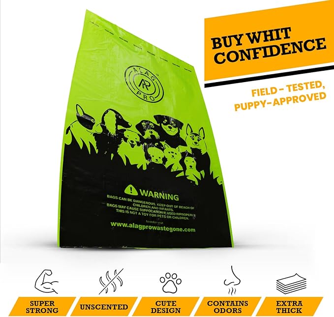 ALAGPRO® 6,000 Commercial Grade Dog Waste Station Refill Roll Bags, Fits Any Pet Waste Station - 45% Thicker than Competitor Bags - 30 Rolls of 200 Bags for Backyard, Parks & HOA's