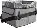 Portable Puppy Booster, Washable Car Seat for Dogs, Plush Travel Lounger with Storage Pockets, Comfortable Vehicle Bed for Small Dogs, Pet Car Seat with Soft Cushion Pet Gear for Front Back Center