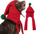 DENTRUN Dog Winter Hat - Cozy Fleece Hood & Scarf for Large Dogs, Noise-Reducing Ear Cover, Christmas Costume, Red (L:12-18" Head Girth)