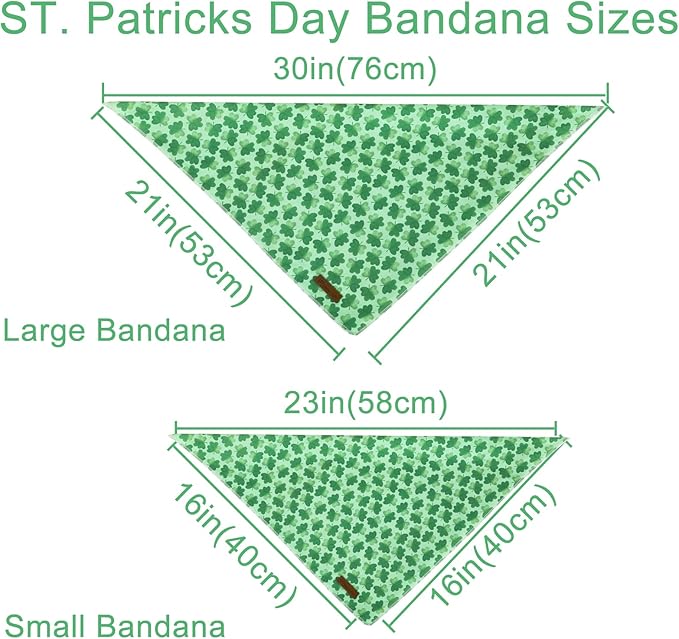 St. Patrick's Day Dog Bandana, Shamrock Triangle Bid Scarf, Cotton Green Bandana for Boy & Girl Dogs, Cute Spring Dog Kerchief