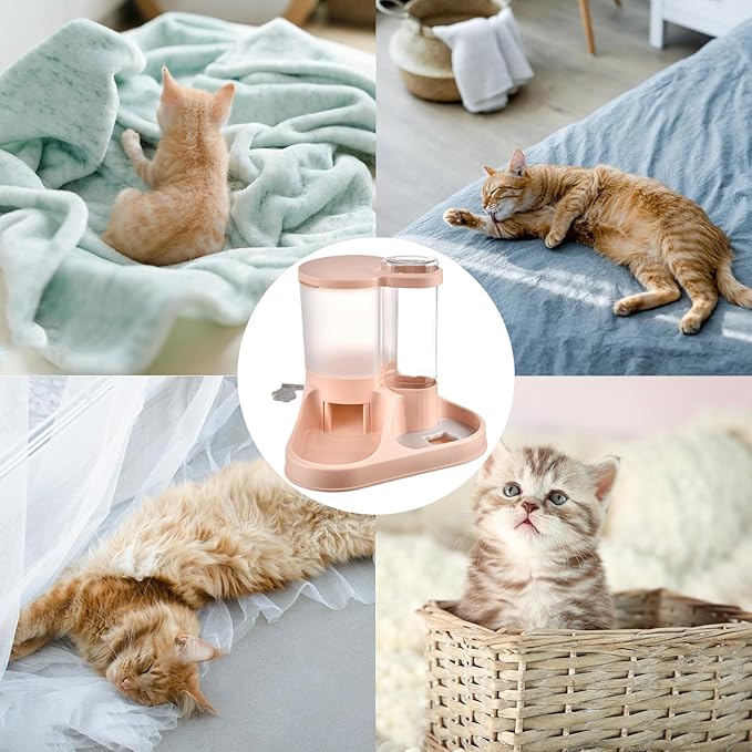 Cat Food Dispenser, Transparent 2 in 1 Food and Water Feeder, Automatic Cat Feeder, Transparent Feeding Tool for Cats, Dogs, and Other Animals (C)
