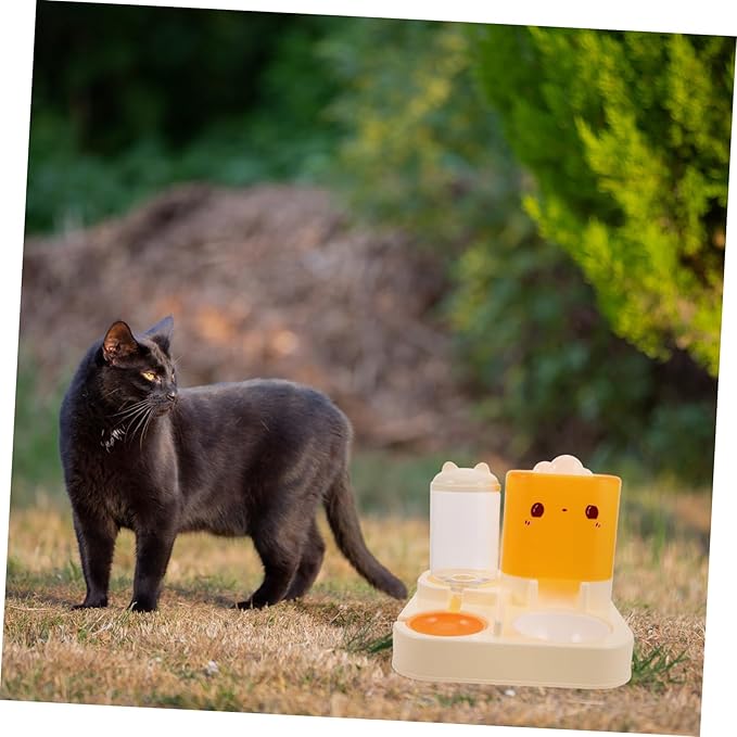 balacoo Automatic Pet Feeder Dual Bowls for Cats and Dogs Integrated Food and Water Station Easy-Clean Design for Pets Sturdy Base for Stability Space-Saving