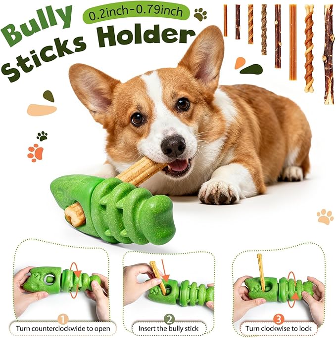 Bully Stick Holder for Aggressive Chewers,Bully Sticks Holder to Prevent Choking,Dog Toys to Keep Them Busy,Dog Chew Holder Fit Various Bully Sticks and Dog Sizes,Gift for Dogs