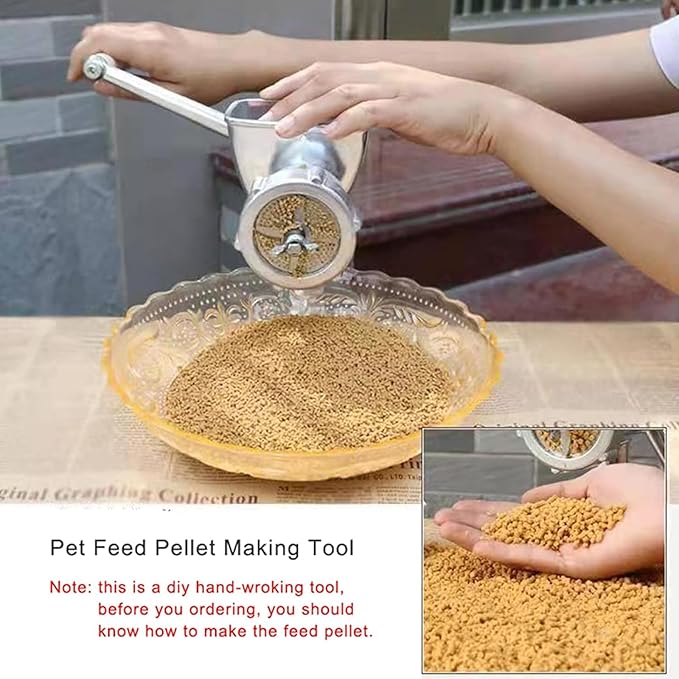 Manual Pet Food Pellet Machine, Pet Dog Cat Feed Maker with 1.5/2/2.3/2.5/3/3.5/4/5/6/7/8/9/10mm Molds Optional, for Animals Feed Processing