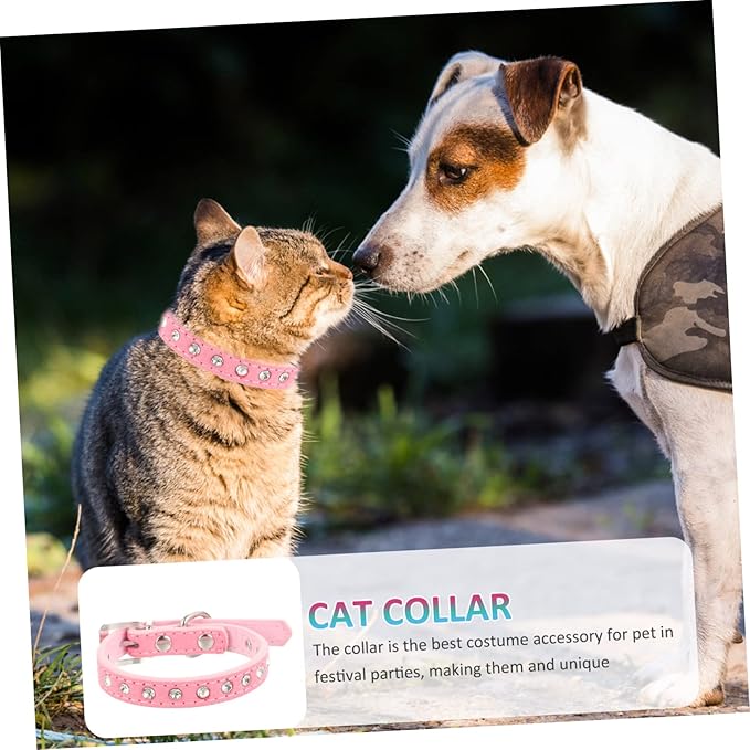 POPETPOP Adjustable Rhinestone Pet Collar for Dogs and Cats Pu Leather Design Comfortable and Stylish for Parties and Daily Wear