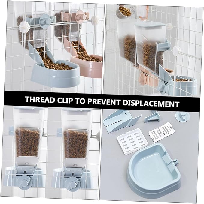 Automatic Dog Feeder Hanging Pet Bowl 2l Capacity Blue Pet Cage Food Dispenser for Puppies and Dogs
