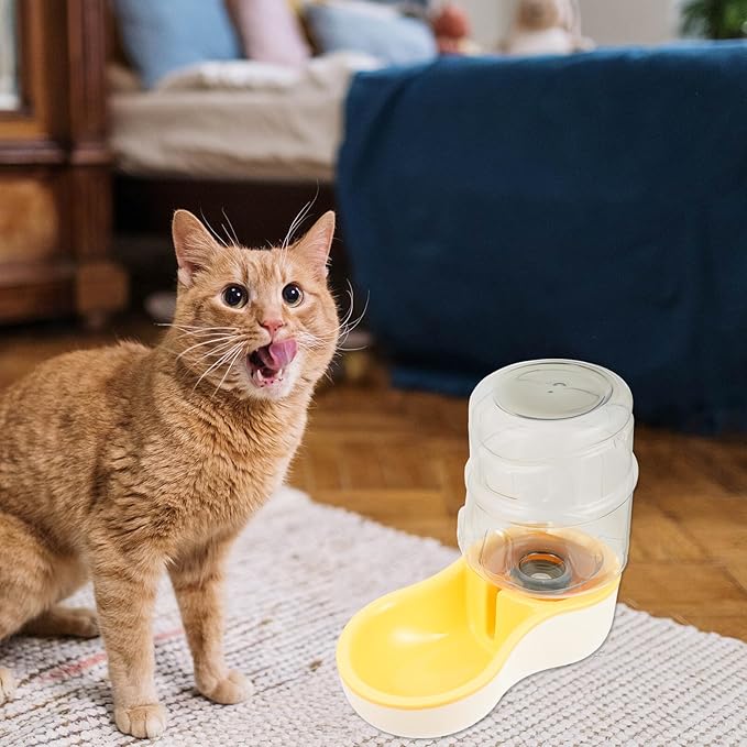 TOYANDONA Automatic Dog Water Feeder Slanting Pet Drinking Water Bowl Cream Yellow for Indoor Use