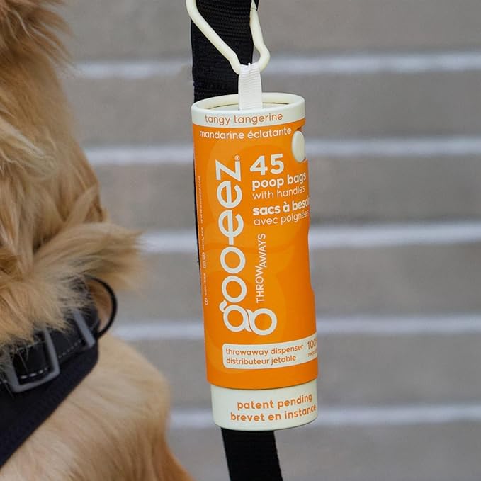 GOO-EEZ Disposable Pet Waste Bag Dispenser 3-Pack (135 ct), Pre-Loaded with 65% Recycled Dog Poop Bags with Easy-Tie Handles, No Refills Needed Twist-and-Pull Design - Balanced Collection