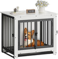 Dog Crate Furniture, 29 Inch Indoor Dog Kennel for Small Dogs Up to 30 LBS, Heavy Duty Wooden Pet Cage End Table with 3 Doors, Alloy Steel Frame & Removable Tray