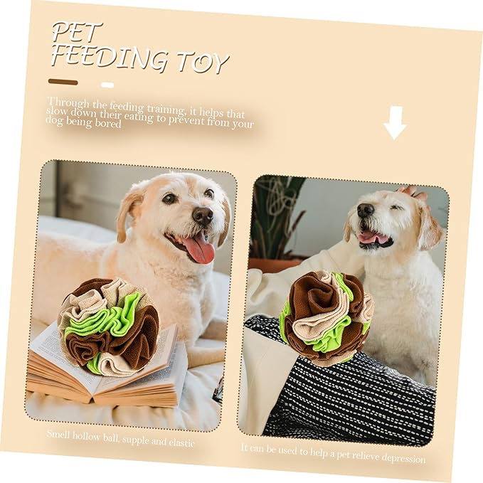 Happyyami Pet Dog Sniff Training Ball Interactive Chewing Toy for Dogs Slow Feeder Puzzle Ball Hidden Treats Polar Fleece Material for Indoor and