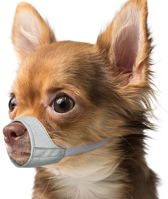 Mayerzon Short Snout Dog Muzzle, Small Muzzle for Chihuahua Shih Tzu American Bully Boxer Puppy, Soft Fabric Mouth Cover for Grooming Vet Visits, Prevent Biting Chewing Fighting