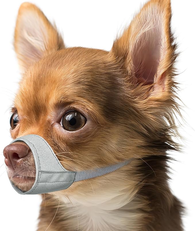 Mayerzon Short Snout Dog Muzzle, Small Muzzle for Chihuahua Shih Tzu American Bully Boxer Puppy, Soft Fabric Mouth Cover for Grooming Vet Visits, Prevent Biting Chewing Fighting