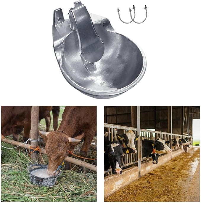Automatic Drinking Water Bowl Water Drinker Bowl,Pet Water Bowl,Farm Animals Pet Water Dispenser for Cattle Horse Dog, Blue Large(Cast Aluminum)