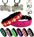 LED Dog Collar with ID Tag Set, Glowing Cross Pattern, Multiple Colors, Silicone Material (Pink, M(11.8-15.7"))