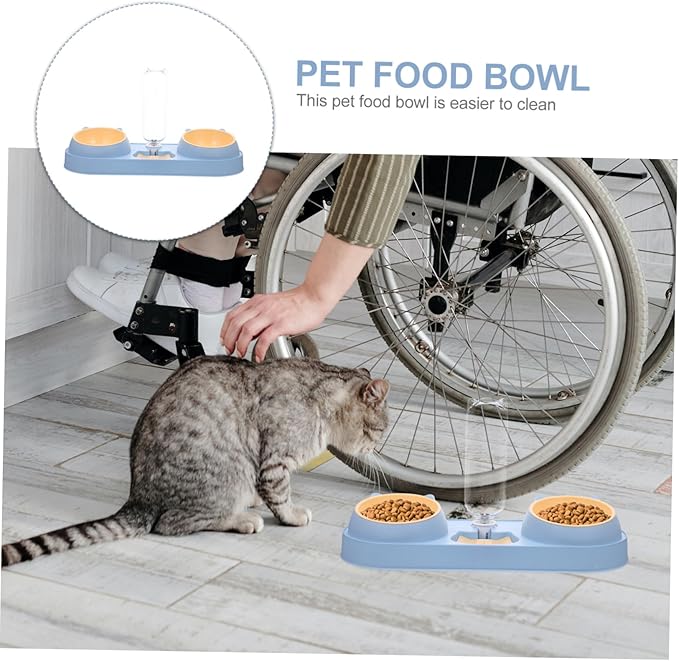 Automatic Cat Dog Feeder Double-Bowl Pet Feeder Cat Food Dispenser Water Container