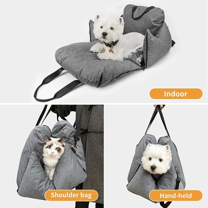 Pet Seat Oxford Cloth Portable Dog Booster Car Seat for Small Dogs, Dog Pet Booster Seat with Secure Straps, Pet Supplies for Car Truck SUV