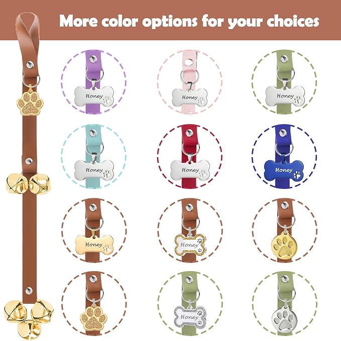 Leather Dog Bells, Puppy Potty Training Bell Dog Doorbell Potty Train Dog Bell for Potty Training Door Bells for Dogs to Ring to Go Outside Jingle Bells (Leather Brown, Paw 1 PCS)