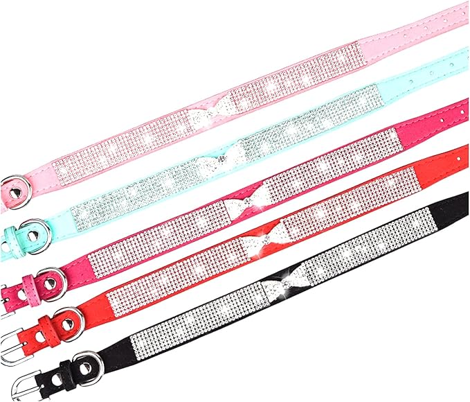 Cute Dog Collar with Bling Rhinestone, Fancy Crystal Diamond Glitter Pretty Jewel Soft Cat Collars for Small Medium Large Breed Dogs Girl Female Pet Puppy Kitten Terrier (S, Red4)