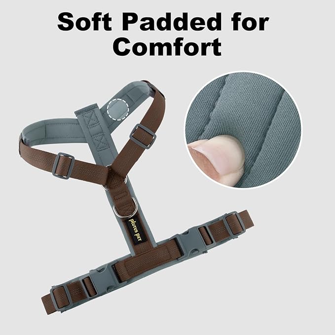 Plutus Pet No Pull Dog Harness, Adjustable Nylon Harness with Soft Padding, Reflective and Heavy Duty Dog Harness for Small, Medium, Large Dogs(Chocolate, L)