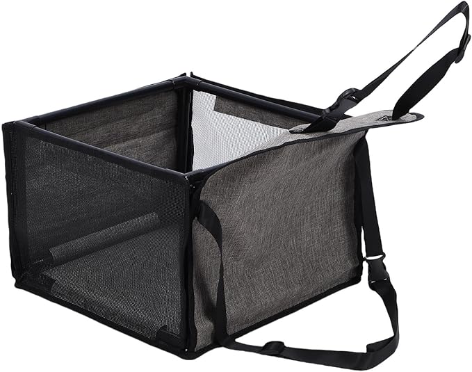 Small Dog Car Seat, Folding Travel Pet Carrier with Breathable Mesh for Small Dogs, Portable Dog Crate for Road Trips (Light Gray)