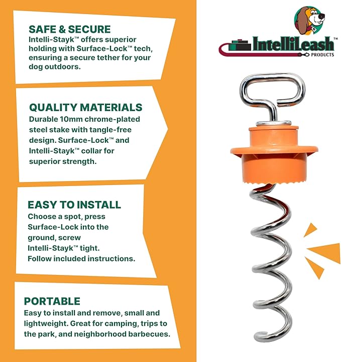 IntelliLeash Intelli-Stayk: 4" Diameter with Exclusive Surface-Lock Technology for Pulling and Bending Prevention