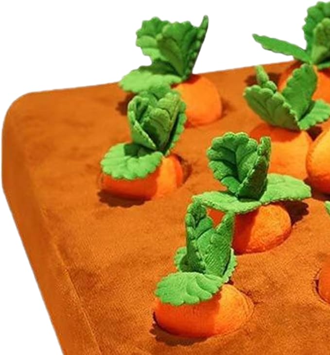 Genérico Snuffle Dog Toy - Interactive Feeding Puzzle with 12 Carrots | Plush Nose Work Mat for Mental Stimulation Brain Training Enrichment Activity for Puppy Rabbit Chinchilla Hamster Small Pets