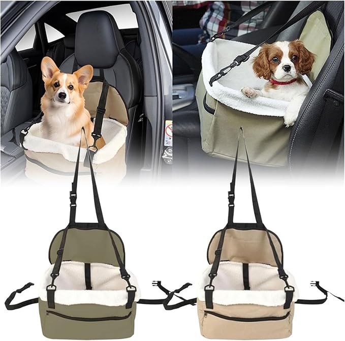 Pet Dog Car Booster Seat Pet Mesh Puppy Safety Belt Stable Foldable Travel Pet Dog Car Seat Booster Basket(Green)