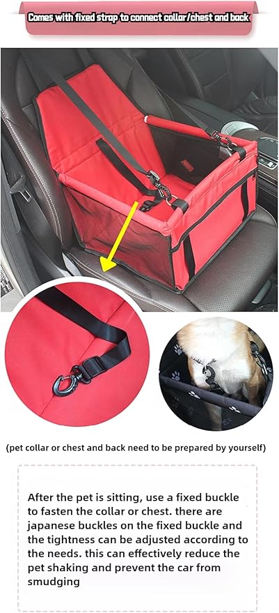 Pet Cars Cushion for Small Dogs,Deluxe Foldable and Washable Pet/Puppy Cars Cushion Under 22 lbs,Dog Booster Seats for Car with Mat and Dual Clip-On Safety Leash (Black paw Prints, One Size fits All)
