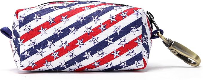 Organic Cotton Dog Poop Bag Holder for Leash Brass Hardware Waste Bag Dispenser Pet Waste Management Solution