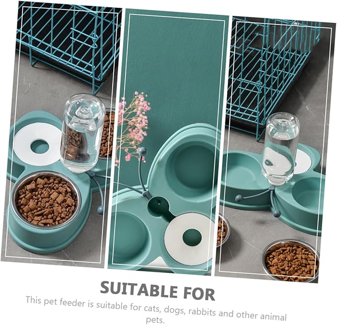 Dual Bowl Pet Waterer Automatic Feeder for Cats Dogs Easy-Slide Puppy Feeder