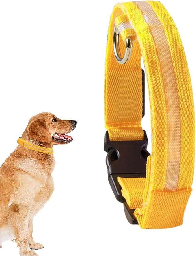 Pet Glowing Collar, Dog Training Collar with Night Visibility, 3 Flashing Modes, Rainproof Rechargeable Pet Collar, 500mah Battery, Adjustable Dog Light Collar, Waterproof Dog Collar for Large Dogs