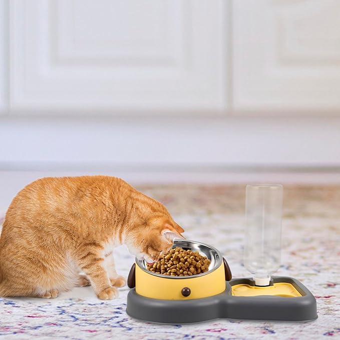 VANZACK Automatic Cat Dog Water Feeder Dual Bowls for Food and Water Tip Design and Pet Shops Capacity