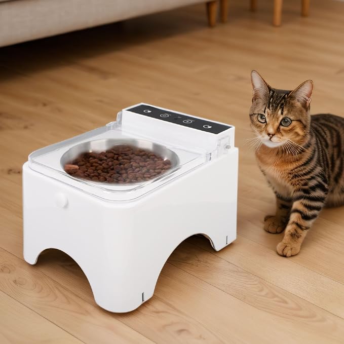 Automatic Intelligent Cat Dog Feeder Bowl, Smart Pet Feeder with Sensing Technology for Cats and Dogs, High Strength Materials, Lid Design, Raised Eating Angle (Style 1)