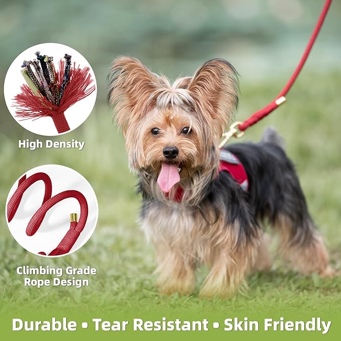 Durable Handwoven Dog Leash for Small & Medium Dogs, 5/16 inch Rope Lead with Anti-Tangle Swivel Clip, Soft & Lightweight, 5FT Long – Ideal for Daily Walking & Training (Burgundy Red)