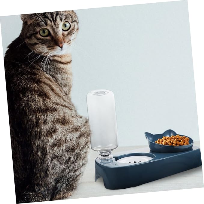Elevated PET Feeding Bowl Automatic Water Dispenser for Cats and Dogs Non-Slip Tilted Design Neck Protection for Indoor Use