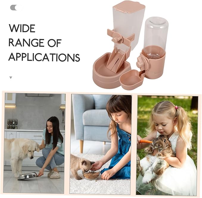 Yardwe 1set Hanging Automatic Pet Water Dispenser and Food Feeder for Cats and Lightweight Easy to Install Leak Material