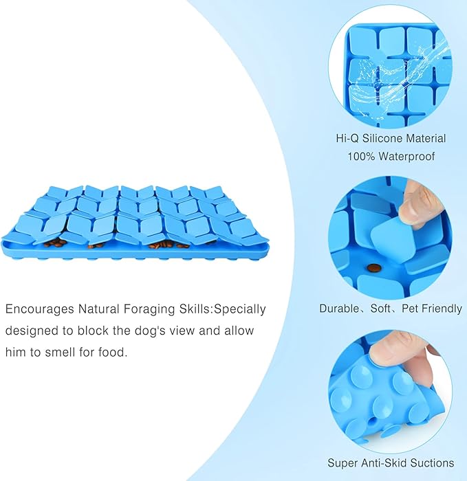 Snuffle Mat for Dogs 2 Pack,Silicone Interactive Dog Mat No Hurt for Dog's Nose for Smell Training and Slow Eating,Encourages Natural Foraging Skills and Stress Relief for Dog Mental Stimulation Toys