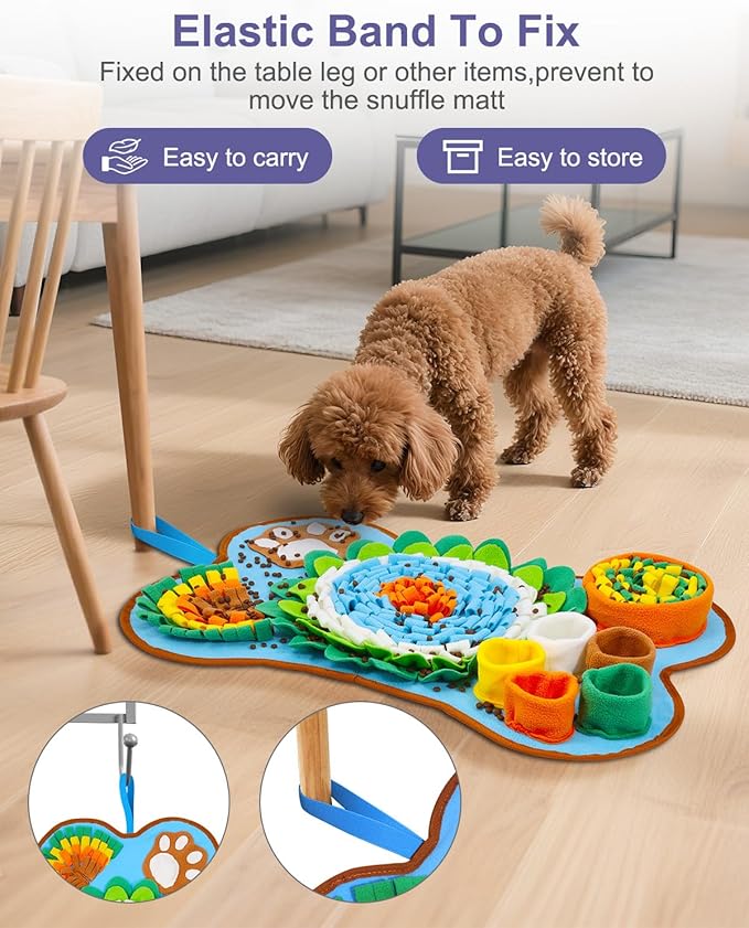 JXTZ Snuffle Mat for Dogs, Pet Sniffing Pad for Medium & Small Dogs, 25 x 17 in, Slow Feeder Dog Treat Mat for Training & Stress Relief, Improves Sniffing Abilities, Non-Slip Bottom, Easy to Clean