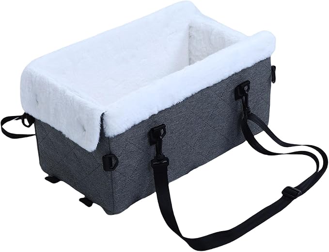 ASHATA Dog Car Seat for Small Dogs, Portable Soft Pet Car Travel Home Bed, Comfortable Pet Carrier for Trucks SUVs (Grey)