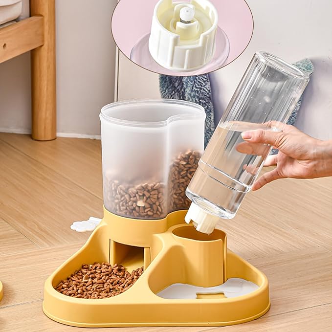 Automatic Dog Feeder Waterer, Multipurpose Large Capacity Transparent Design Cat Food and Water Bowl Set, Pet Feeder and Water Dispenser Set Pet Food Water Dispenser for Dogs Puppies Cats Pets
