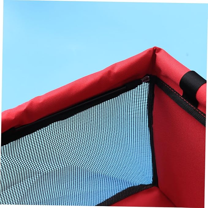 Breathable Mesh Dog Car Seat with Design Safety Leash and Thick Support Rods for Pet Travel Compatible with Harnesses Black Color(Red)