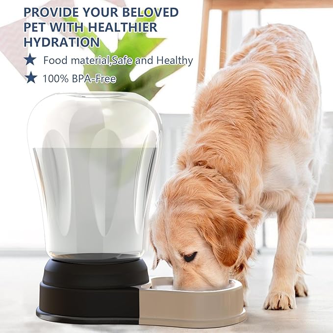 6 Liters Automatic Dog Water Dispenser, Gravity Pet Bowl Holds 3 Soda Bottles, No-Spill Cat Feeder for Large Dogs, BPA-Free & Easy Clean, Less Refills for Travel, Black