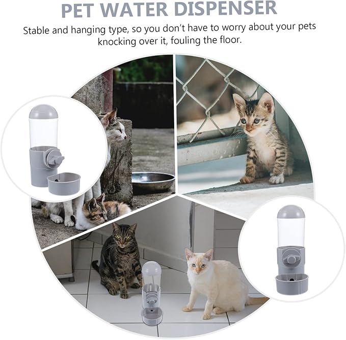 Wear-Resistant Automatic Pet Feeder Water Dispenser for Cats and Compact Hanging Design Prevents Wetting Fur for Travel and Home Use Capacity